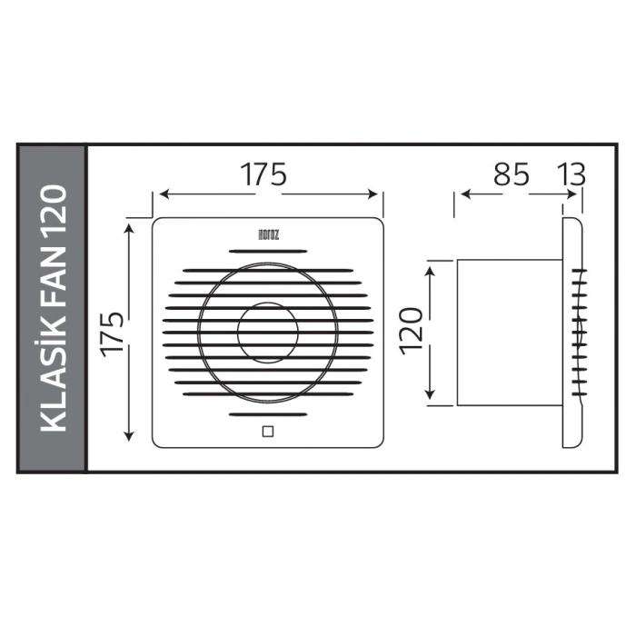 HOROZ Fan-120 120 lik Banyo ve Mutfak Havalandırma Aspiratörü Plastik Beyaz 15w IP20 220 Volt (Montaj Delik Çapı 120mm 12cm 6 İnç)