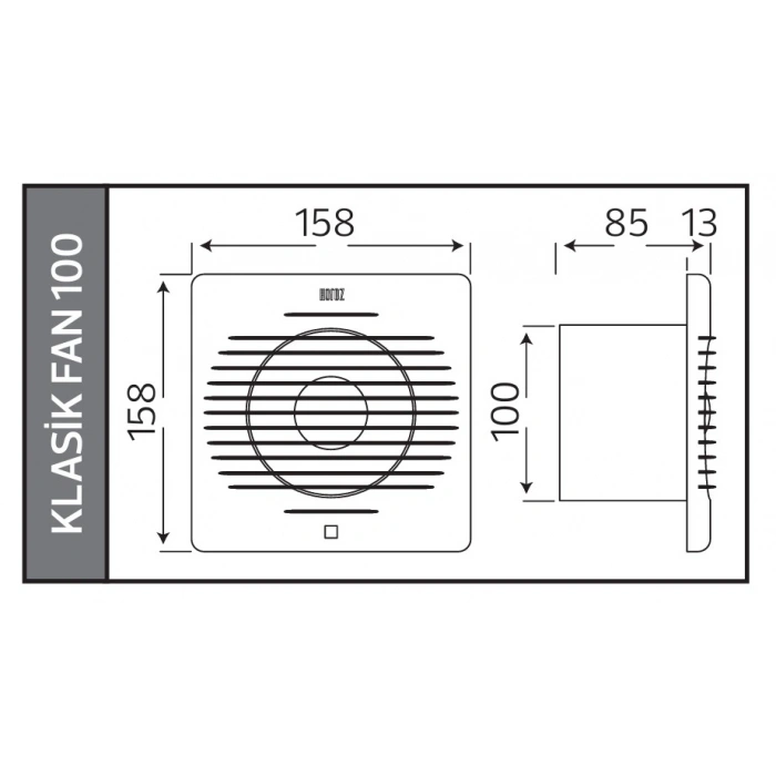 HOROZ Fan-100 100 lük Banyo ve Mutfak Havalandırma Aspiratörü Plastik Beyaz 12w IP20 220 Volt (Montaj Delik Çapı 100mm 10cm 4 İnç )