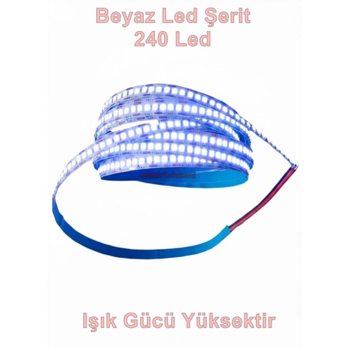 SCHUAR 12v Dc BEYAZ 16w/240 Led Extra Parlak İç Mekan Şerit Led IP20 12 Volt 1mt