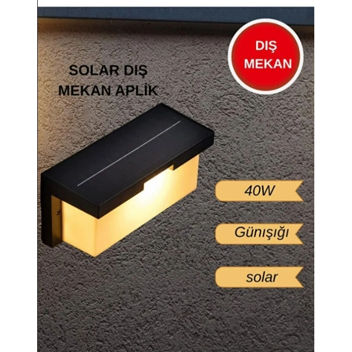 CATA Barbaros 40w Solar Aplik Günışığı Dış Mekan 3200k 40 Watt IP44 (Güneş Enerjili Duvar Aplik Armatür)