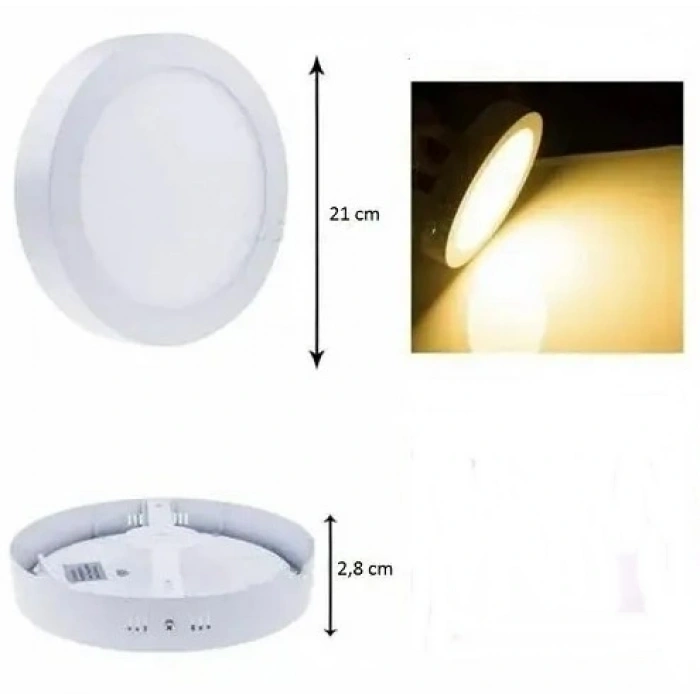 CATA 18w Yuvarlak GÜNIŞIĞI Sıva Üstü Led Panel 3200k Beyaz Kasa Günışığı Işık IP20 18 Watt 220 Volt