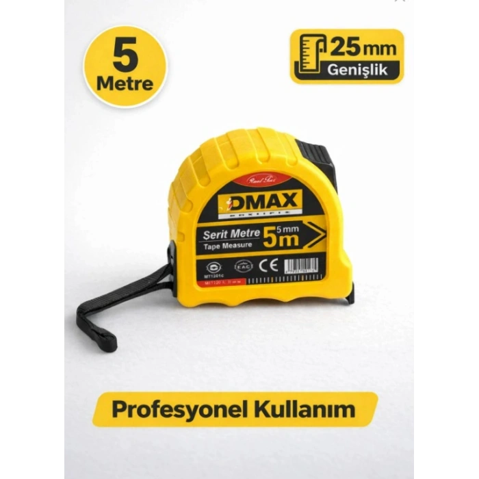 DMAX 5mt Profesyonel Çelik Şerit Metre 25mm (5 Metrelik Şerit Metre)