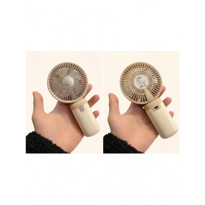 CATA Şarjlı Taşınabilir El Vantilatör 3 Kademe Hız Ayarı El Fanı 2 Watt IP-20 (Hand Fan USB / TYPE-C Şarj Girişli 9x17cm)