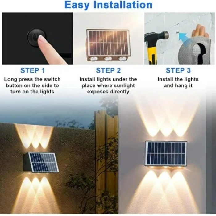 K2 30w CCT Solar Aplik Günışığı / Beyaz Dış Mekan 3200k-6400  30 Watt IP65 (3 Renk Güneş Enerjili Duvar Aplik Armatür)