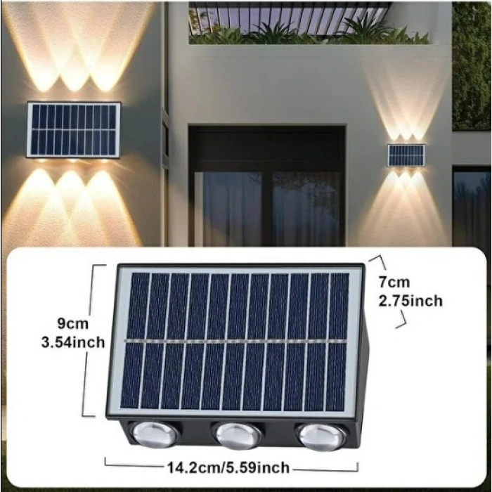 K2 30w CCT Solar Aplik Günışığı / Beyaz Dış Mekan 3200k-6400  30 Watt IP65 (3 Renk Güneş Enerjili Duvar Aplik Armatür)