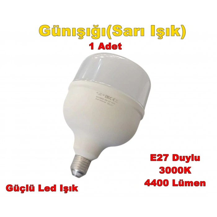 ACK 50w E-27 Torch Led Ampul Bulb GÜNIŞIĞI 3000k (Sarı Işık) 220v 4400lm IP20