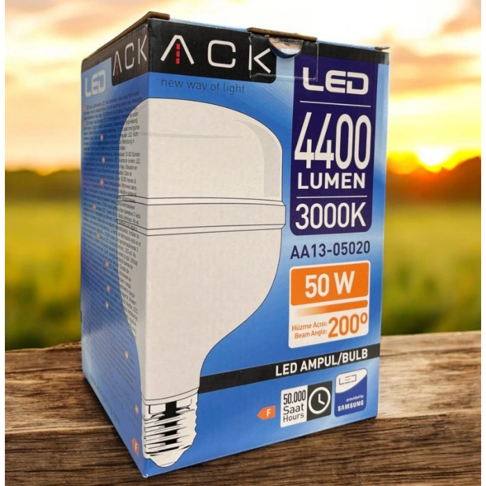 ACK 50w E-27 Torch Led Ampul Bulb GÜNIŞIĞI 3000k (Sarı Işık) 220v 4400lm IP20