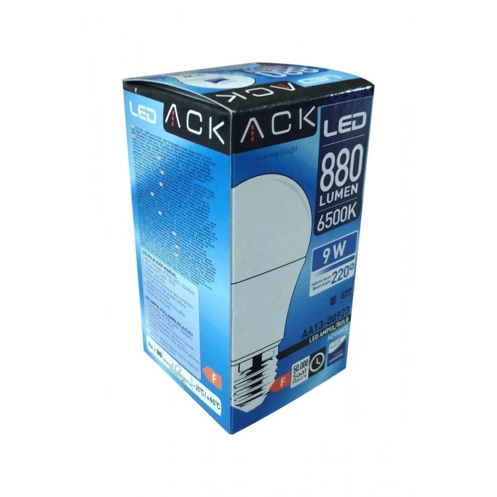 ACK E-27 9W LED AMPUL DUYLU BEYAZ 880 LÜMEN