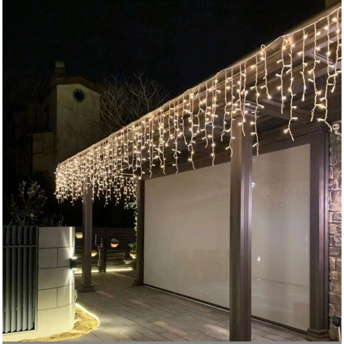 ACK Saçaklı Süsleme Ledi Günışığı 3500K Uzunluk 200cm Saçaklar 80/60/40cm 24 Saçak IP65 Beyaz Flaşlı Çakarlı