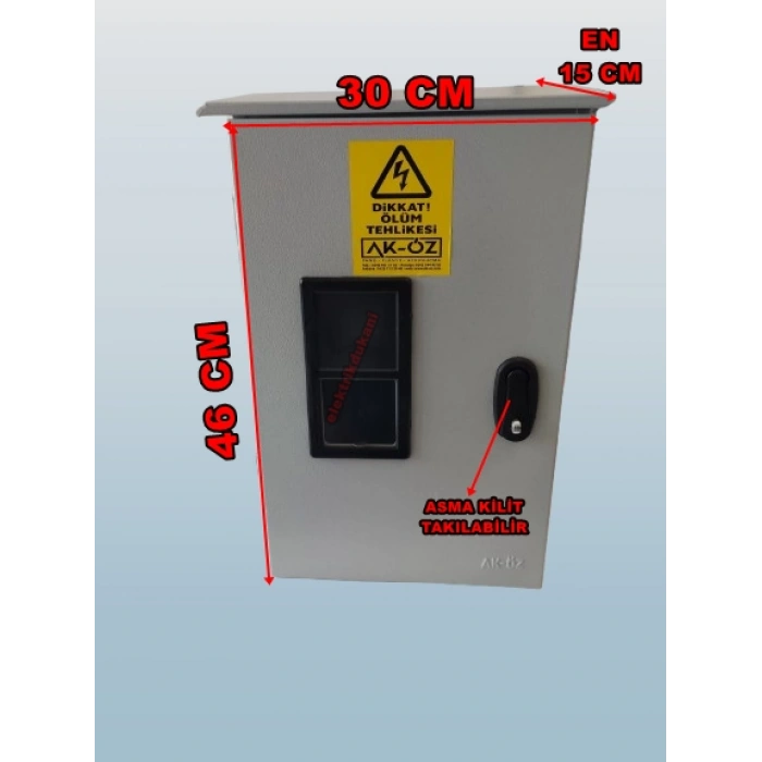 AKÖZ 1 Trifaze Sayaçlı Otomatlı Dar Şantiye Panosu Sıva Üstü 1 Trifaze 1 Monofaze Priz Yerli (Sac) ŞN-100