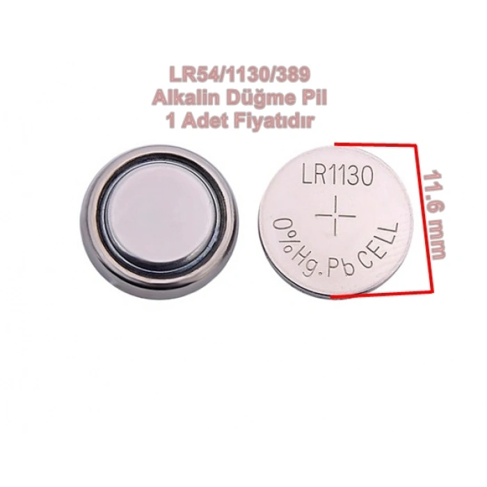 Alkaline Saat Pili LR-1130/LR54 AG10 1.5V (Fener Hesap Makinesi Ve Oyuncak Gibi Cihazlarda Kullanılır)