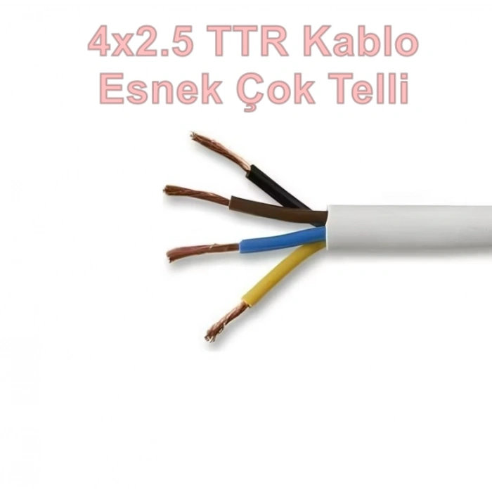 ALKAN 4x2.5mm TTR Elektrik Kablosu BEYAZ (Çok Telli Esnek Tesisat Kablosu)