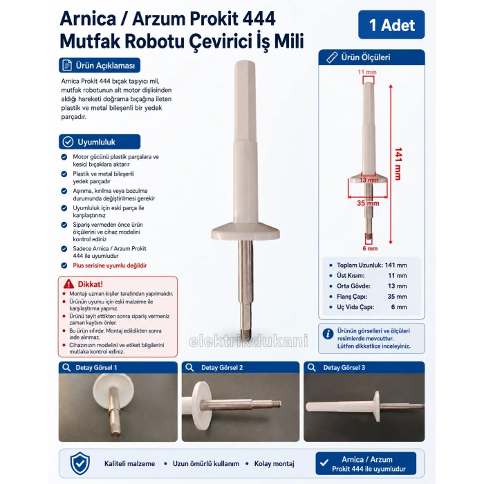 ARNİCA / ARZUM Prokit 444 Mutfak Robotu Bıçak Çevirici İş Mili