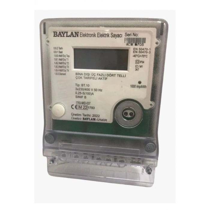 BAYLAN Dijital Trifaze Elektrik Sayacı 3x10(100)A Üç Fazlı Sanayi Dijital Sayaç