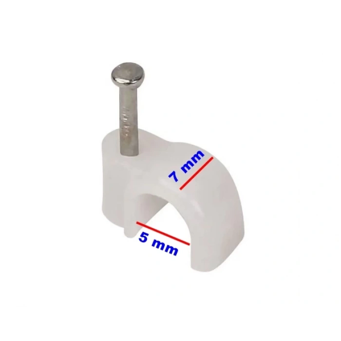 No:1 Beton Çivili Kablo Tutturma Kroşe NO:1 (100 lü Pk.) Beyaz Plastik