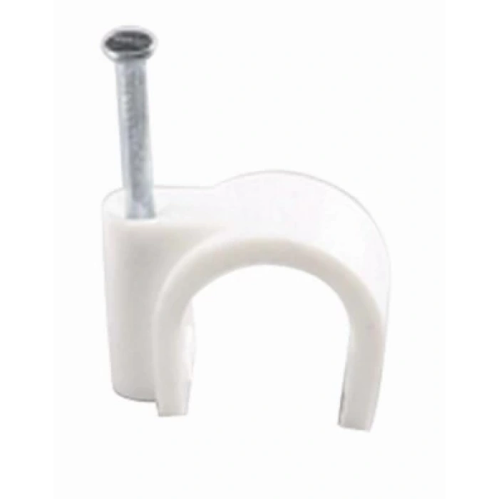 No:7 Beton Çivili Kablo Tutturma Kroşe NO:7 (100 lü Pk.) Beyaz Plastik