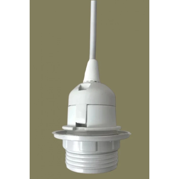 BEYAZ Plastik Hazır Takım Tekli Tesisat E-27 Duylu Kablo