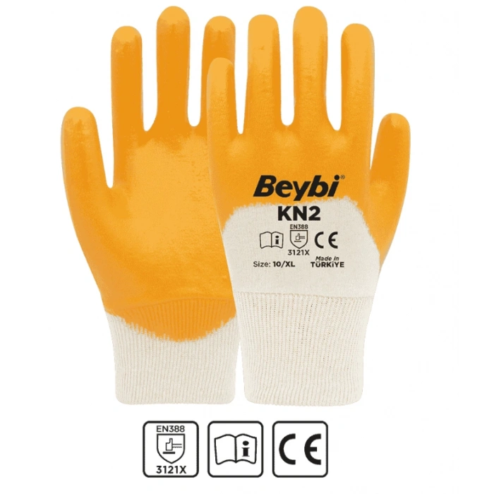 BEYBİ Pamuk Tam Kaplı İş Eldiveni Sarı KN2 NO:10