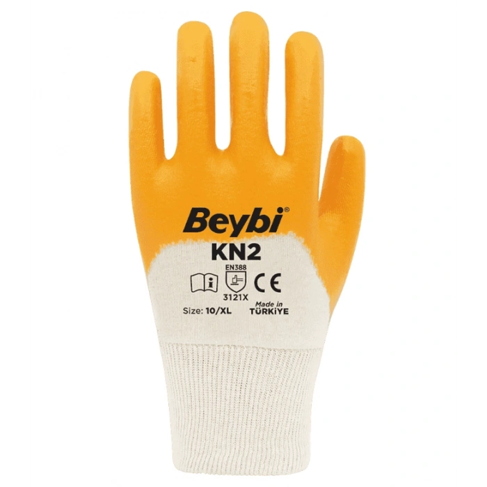 BEYBİ Pamuk Tam Kaplı İş Eldiveni Sarı KN2 NO:10
