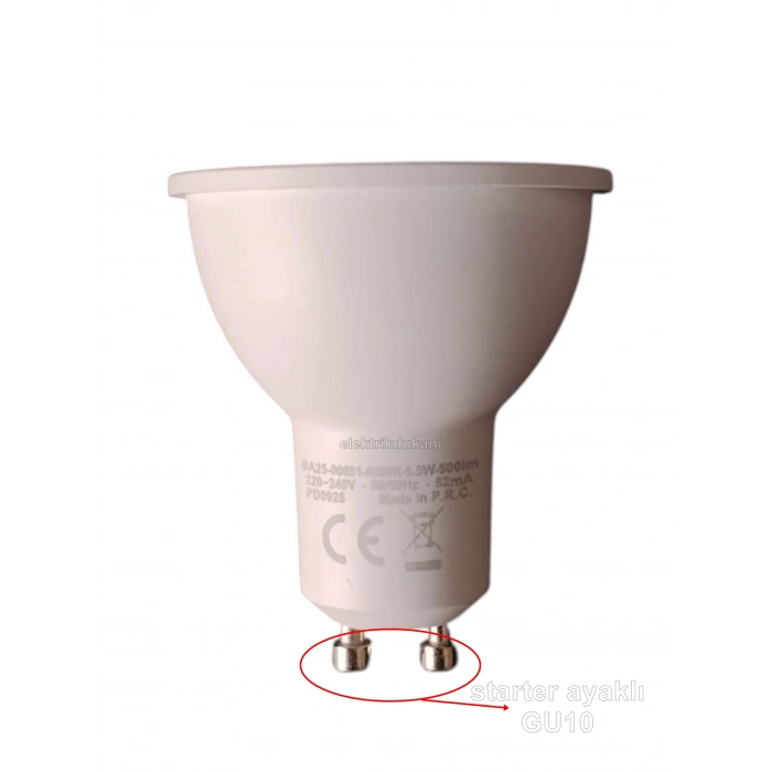BRAYTRON 6.5w GÜNIŞIĞI GU10 Duylu Çanak Led Spot Ampul 4000k (Starter Duylu) 220 Volt 6.5 Watt