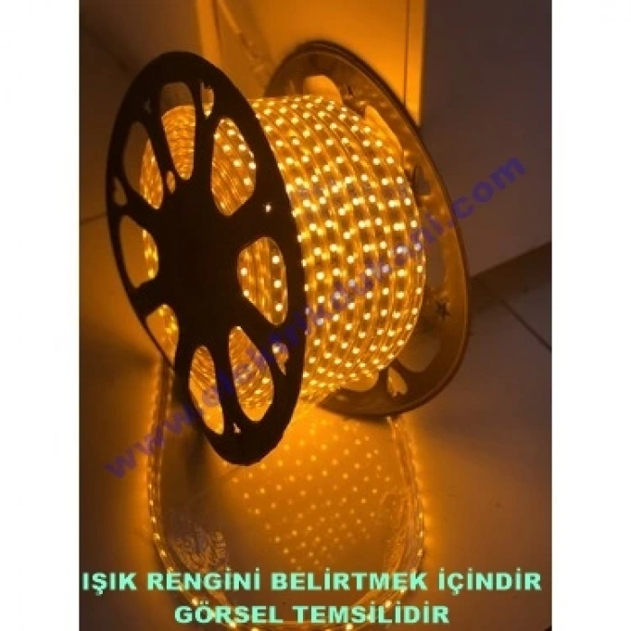 CATA 10 Çip 220V Dış Mekan Trafosuz Şerit Led Amber Kendinden Yapışkanlı (120 Led)
