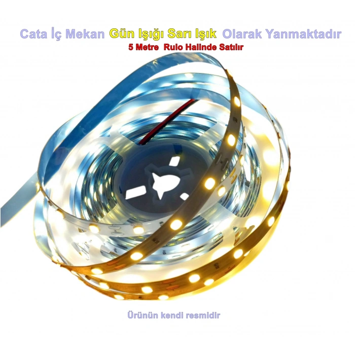 CATA 12v 10 Çip İç Mekan Şerit Led Günışığı 3000k 7w (1mt Fiyatıdır)