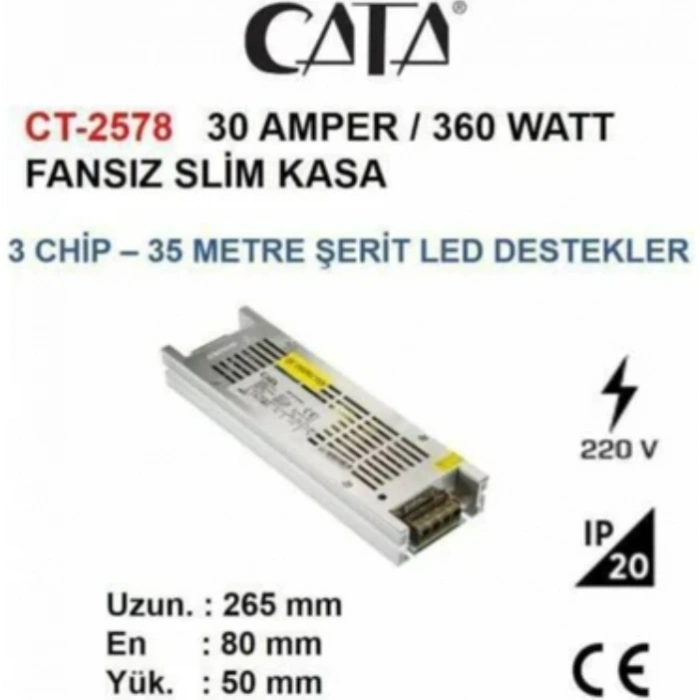 CATA 12V 30A ŞERİT LED ADAPTÖRÜ SLİM 30 A POWER 400W