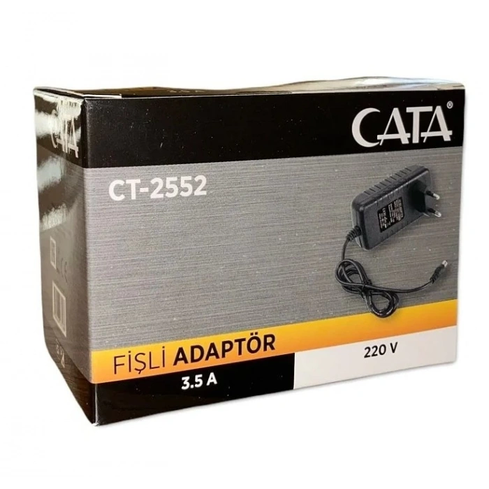 CATA 12v 3.5A Fişli Adaptör Plastik Kasa 32-42w IP44 5.5x2.5mm Jaklı