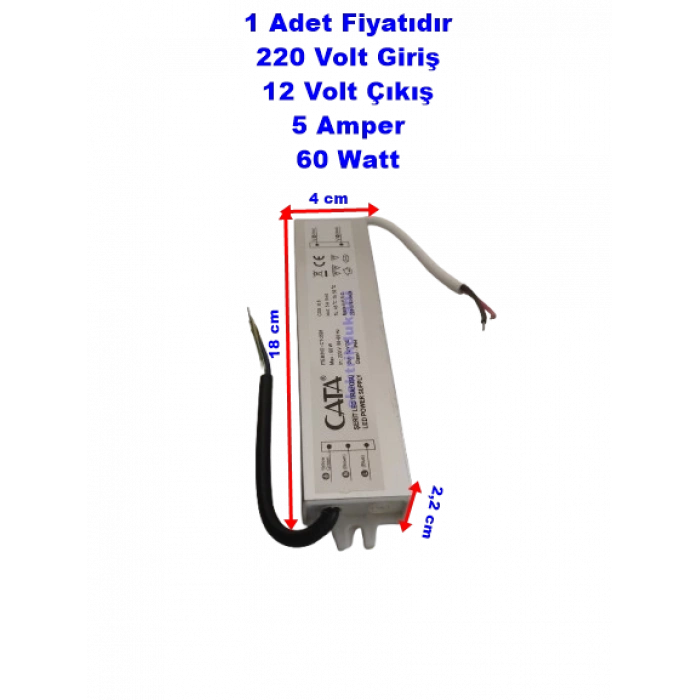 CATA 12V 5A Dış Mekan Led Trafosu 60W IP64