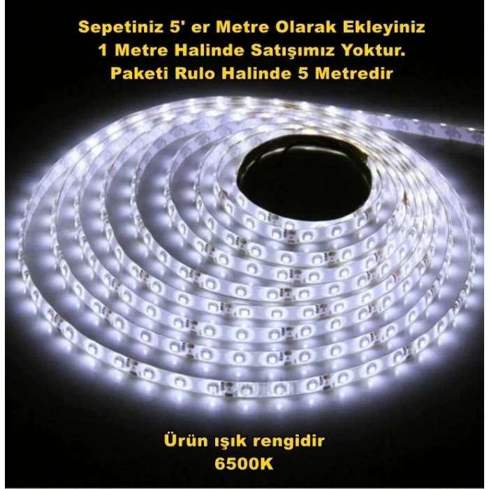 CATA 12v Dc Dış Mekan BEYAZ Şerit Led 6500k IP44 (10çip 6w/1mt)