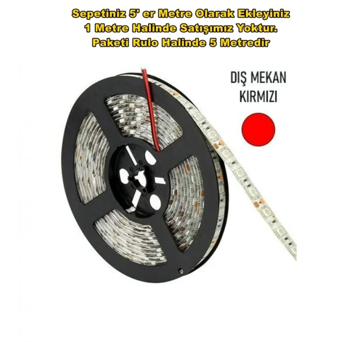 CATA 12v Dc Dış Mekan KIRMIZI Şerit Led IP44 (3 Çip Üç Çip)