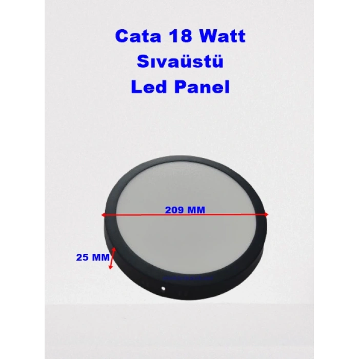 CATA 18W Yuvarlak Sıva Üstü Led Panel 6500K SİYAH Kasa Beyaz Işık IP20