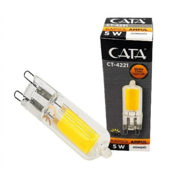 CATA 220v 5w G9 Kapsül Ampul GÜNIŞIĞI Işık 3200k Geniş Açı (Kıvrık İğne Ayaklı Avize Ampulü 220 Volt 5 Watt)