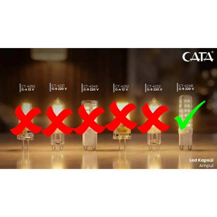 CATA 220v 7w G9 Kapsül Ampul GÜNIŞIĞI Işık 3200k Geniş Açı (Mısır Dizgi İğne Ayaklı Avize Ampulü 220 Volt 7 Watt)