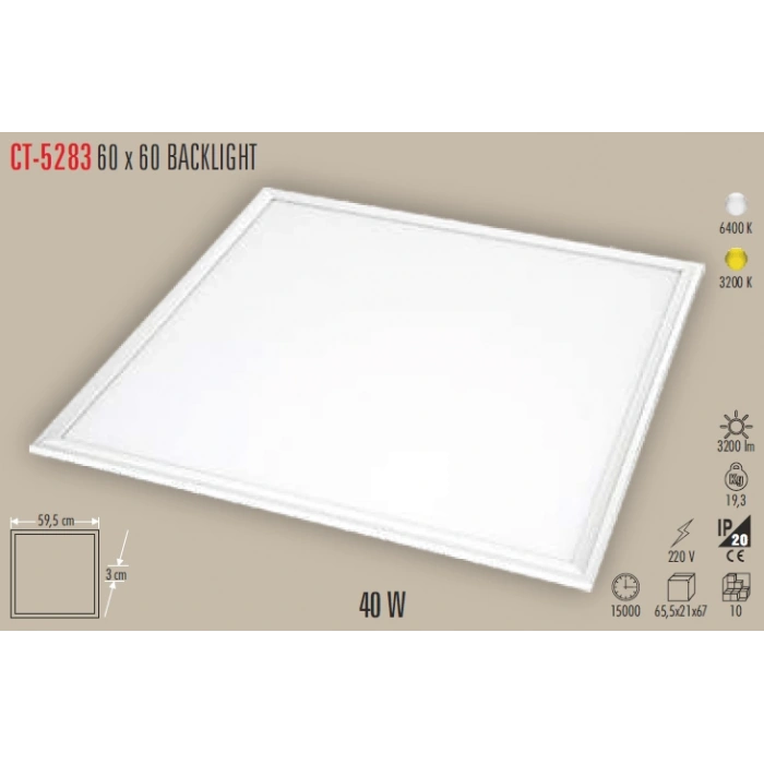 CATA 60X60 40W LED PANEL ARMATÜR GÜNIŞIĞI 3500K
