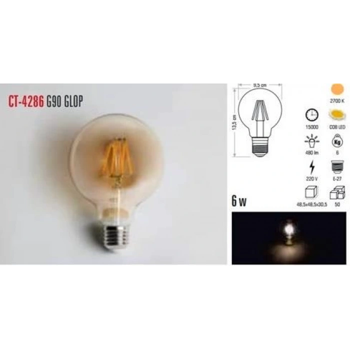 CATA 6W RUSTİK LED AMPUL AMBER G95 (BALON)