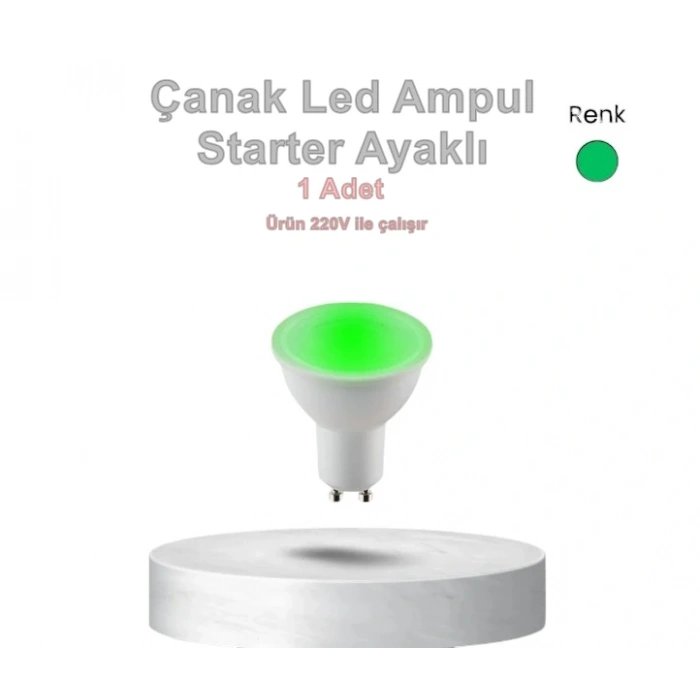 CATA 8w Gu10 Duylu YEŞİL Led Ampul (Starter Duylu Çanak Led Spot Ampulu)