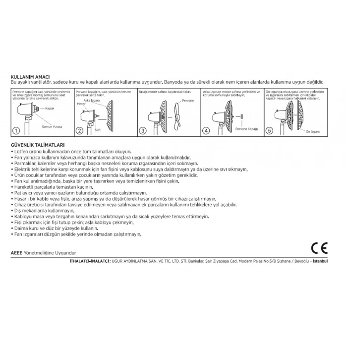 CATA Akçay 16 Ayaklı Vantilatörü 38w 3 Kademeli Hız ayarı