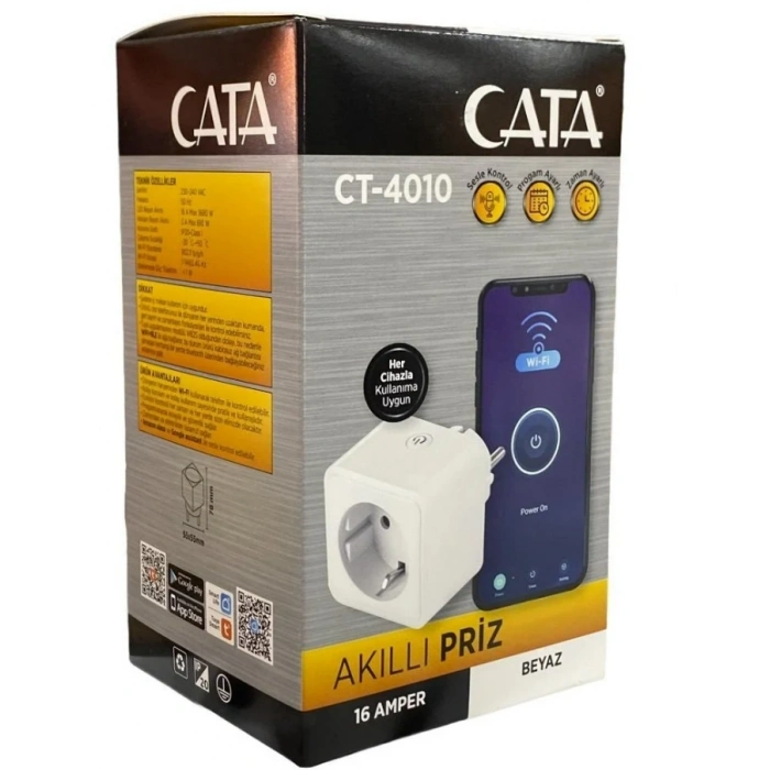 CATA Akıllı Smart Priz Uzaktan Wifi Bağlantı İle Kontrol Edilebilen 16A 3680W