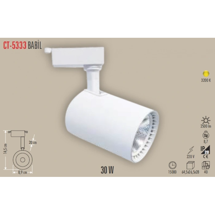 CATA BABİL 30W RAY SPOT BEYAZ 3200K GÜNIŞIĞI