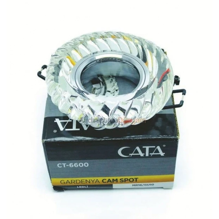 CATA Gardenya Dekoratif Cam Spot Yuvarlak Kristal Krom 3w Efektli 4000K GU10 (Duy Ampul Hariç)
