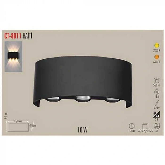 CATA Haiti 10w AMBER Üç Mercek Ledli Duvar Aplik IP44 220 Volt
