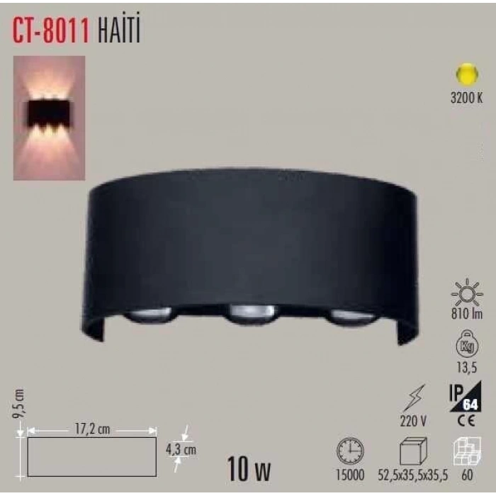 CATA Haiti 10w Üç Mercek Ledli Duvar Aplik 3200K Günışığı