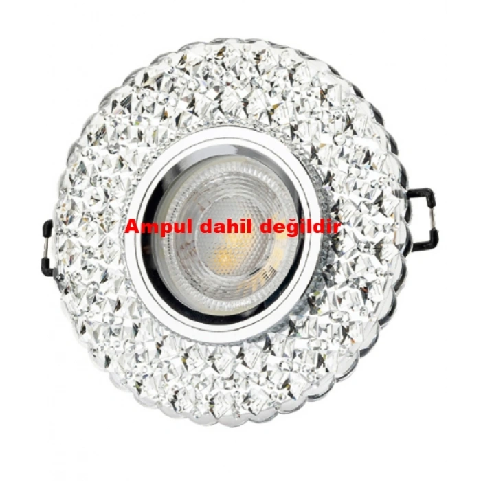 CATA İpek Dekoratif Cam Spot Yuvarlak Kristal Krom 3w Efektli 4000K GU10 (Duy Ampul Hariç)
