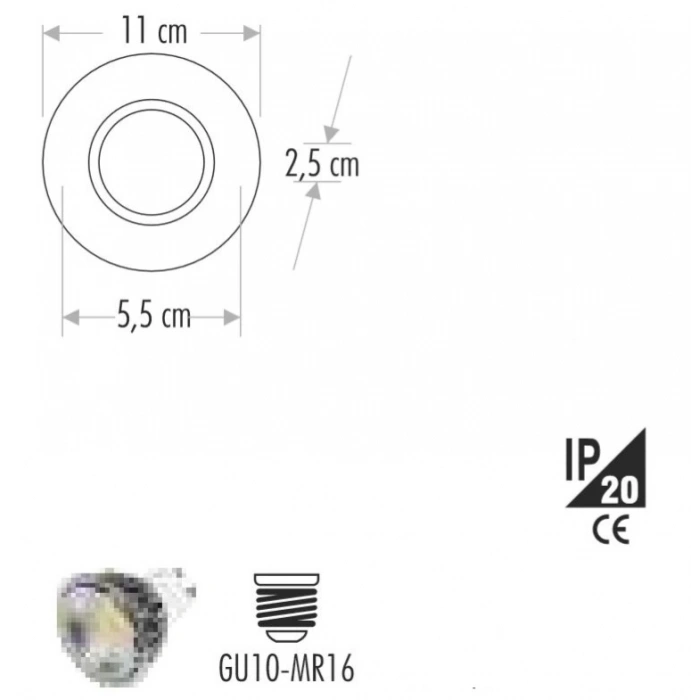 CATA İpek Dekoratif Cam Spot Yuvarlak Kristal Krom 3w Efektli 4000K GU10 (Duy Ampul Hariç)