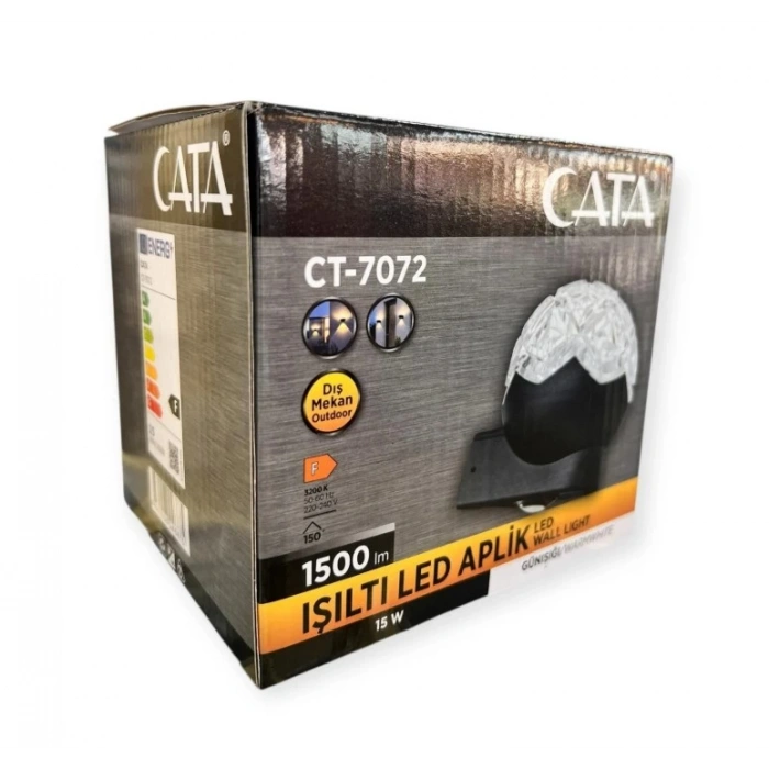 CATA Işıltı Led Duvar Aplik 15w 3200K Günışığı IP44 Çift Taraflı Led Efektli (Dış Mekan)