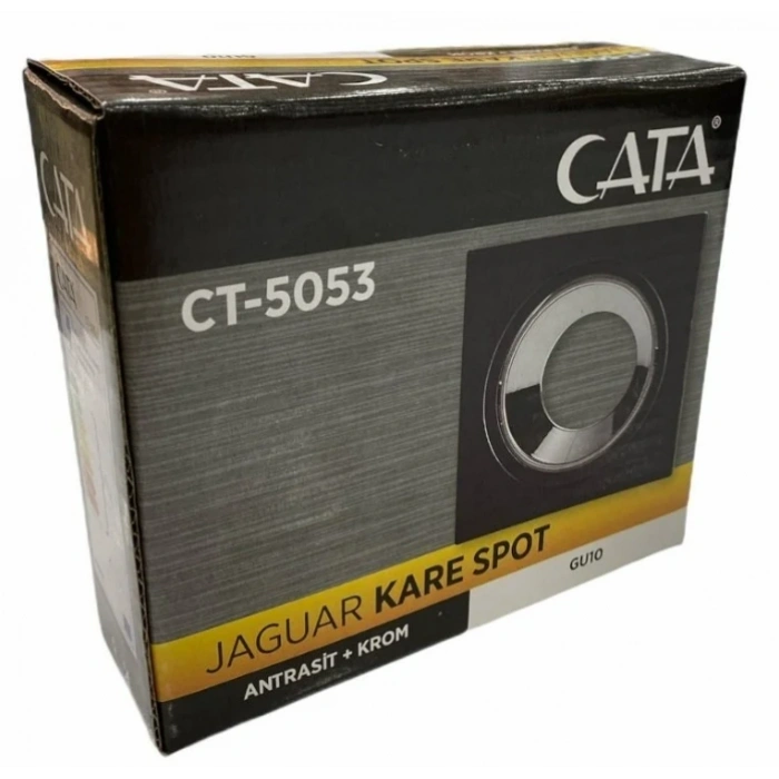 CATA Jaguar Siyah-Platin Kare Sıva Altı Spot GU-10 Duylu (Ampulsüz)