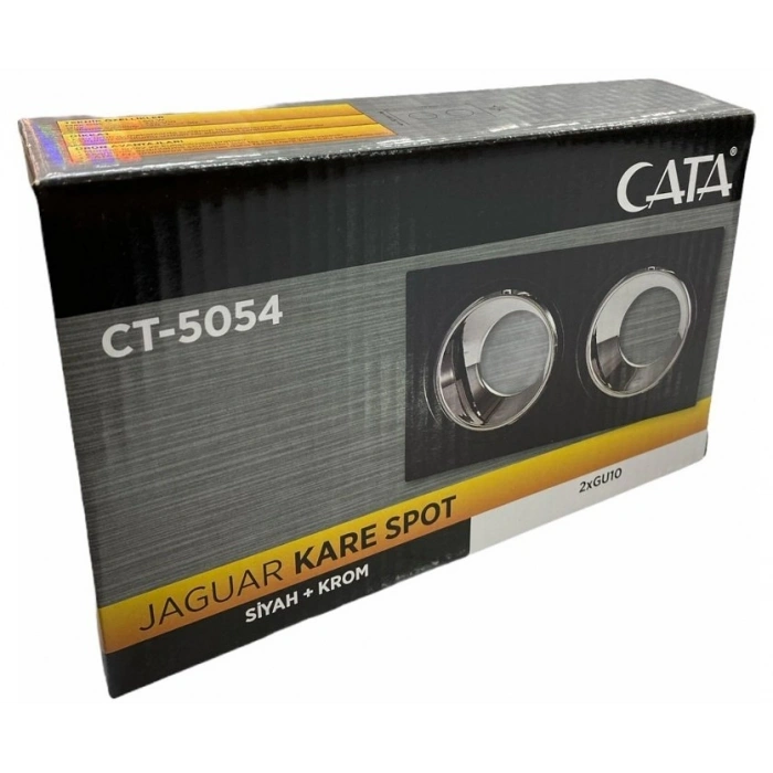 CATA Jaguar Siyah-Platin Kare Spot 2Li Sıva Altı GU-10 Duylu (Ampulsüz)