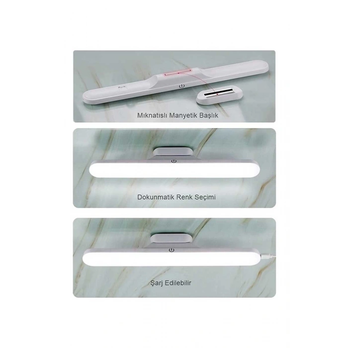 CATA Martı Led Cabinet Light Type-C Şarjlı Aplik BEYAZ 3 Renk Işık Beyaz-Günışığı-Açık Günışığı (6400-3200-4000)