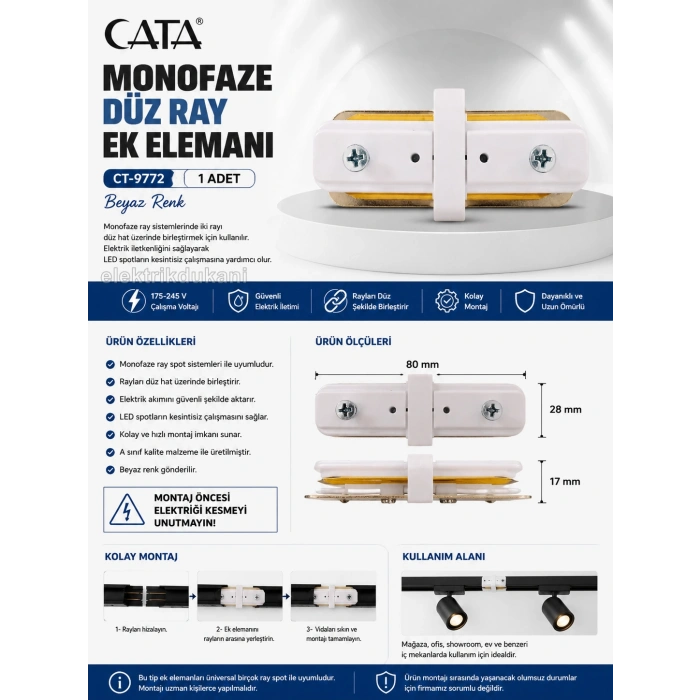 CATA MONOFAZE RAY EK ELEMANI BEYAZ